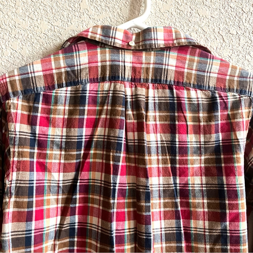 Kiel James Patrick Shirt Mens M Indian Madras Red Plaid Button Down Long Sleeve‎ - Picture 7 of 10